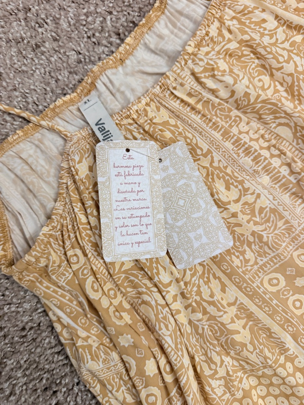 NWT Boho Coastal Wide Leg Jumpsuit XL 🌞 Mustard Print Flowy Beachy Summer Romper - Picture 5 of 5
